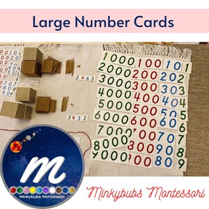 Montessori wiskunde groot aantal kaarten afdrukbaar materiaal - printen en gaan!