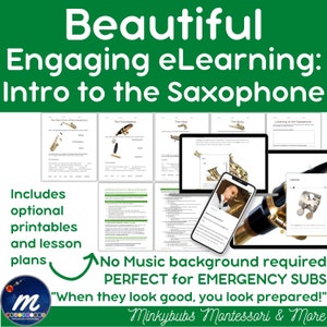Intro to Saxophone Lesson Plans Paper Based and Digital Included No Prep