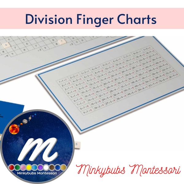 Division Finger Working Charts Printable Material Montessori Math - Print & Go!