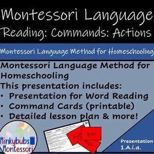 Montessori Language Reading Commands Actions Lesson Presentation Printable