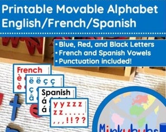 Recurso Montessori imprimible del alfabeto móvil