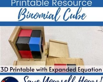 Binomial Cube Build Printable Material Montessori Algebraic Sensorial Equation