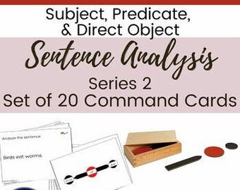 Simple Sentence Analysis Command Cards Subject Predicate Direct Object Series 2