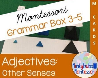 Montessori Grammar Adjective Box 3-5 BOOM Senses Virtual Grammar with AUDIO DL