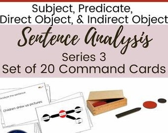 Simple Sentence Analysis Command Card Subject Predicate Direct Indirect Object 3