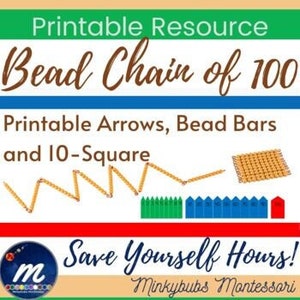 Hundert Perlenkette Quadrat und Pfeile druckbare Standardgröße mit korrekter Schriftart