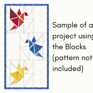 Origami Crane Quilt Block Paper Piecing 12-inch Square image 4