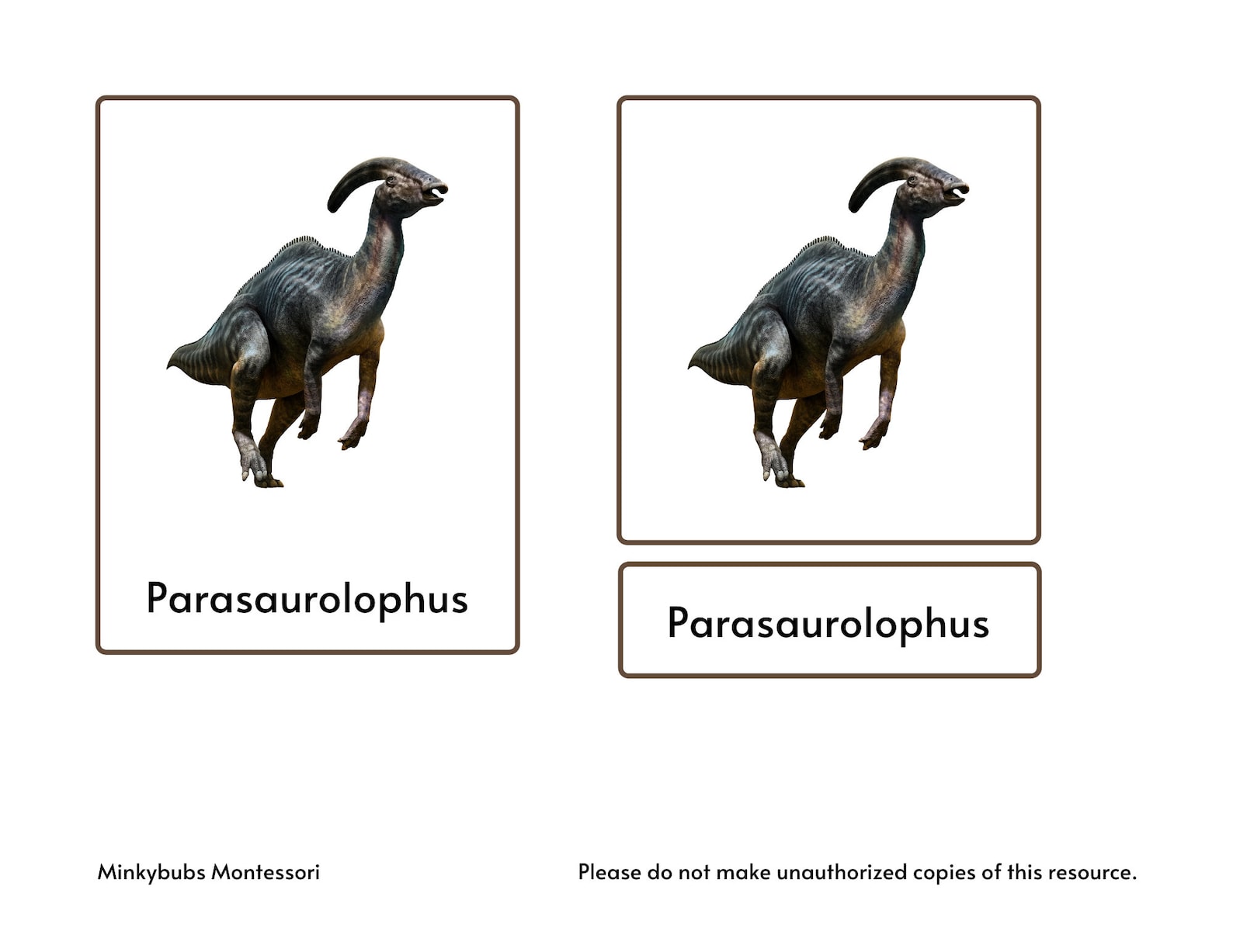 Dinosaurs Montessori 3 Part Cards With Picture and Labels for Sorting ...