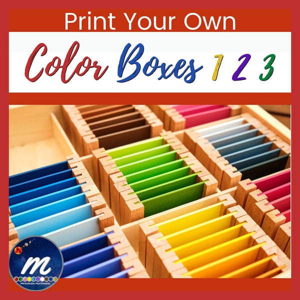 Montessori Color Boxes 1 2 and 3 Primary Color Box Hue Matching Colored Tablets Color Grading Tablets of Graded Hues Print and Go!