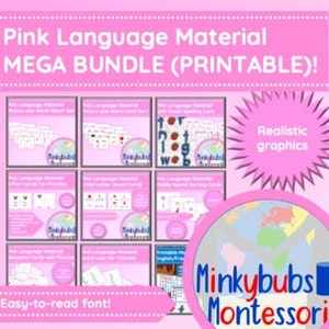 音声単語メガバンドル：ピンクの言語教材バンドルモンテッソーリデジタルダウンロードホームスクール新学期オンライン遠隔学習CVC