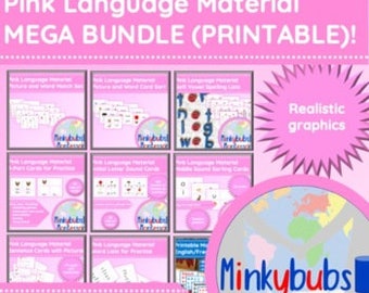 Phonetic Word Mega Bundle: Pink Language Material Bundle Montessori Digital Download Homeschool Back to School Online Distance Learning CVC