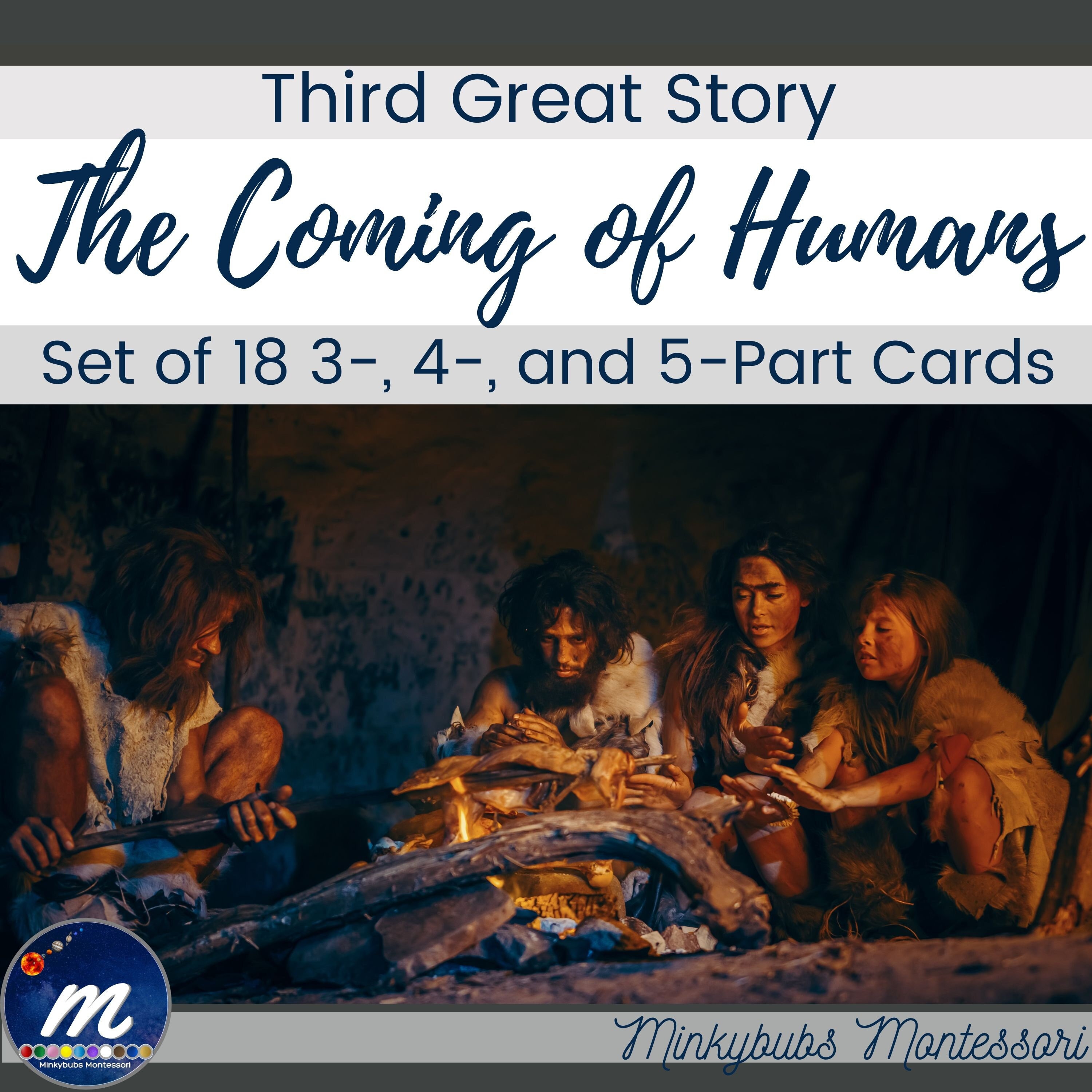 The 3rd Great Lesson Montessori Coming of Humans Third Great Lesson Set of 18 3 4 and 5 Part ...