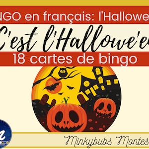 Halloween Bingo in French Vocabulary fun game 18 Cards Differentiated