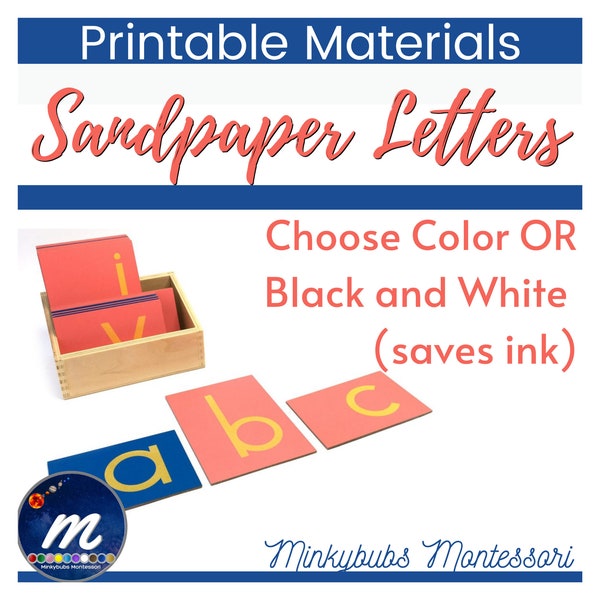 Montessori Sandpaper Letters Language Imprimable Créez vos propres 2 options pour économiser l'encre Print and Go!