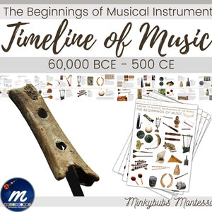 Timeline of Early Music Instruments Artifacts Culture History Print Montessori Compatible
