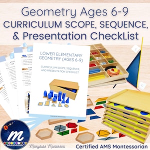 Montessori GEOMETRIE KONTAKT • Untere Elementarstufe (6-9 Jahre) • Voller 3-Jahres Umfang & Reihenfolge