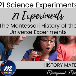 Conjunto de experimentos científicos com 21 leis Montessori do universo História Geografia
