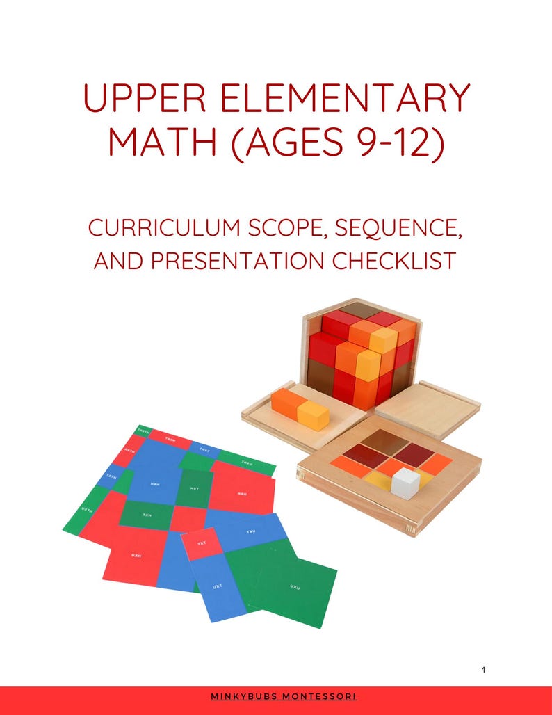 Montessori MATH CHECKLIST • Upper Elementary (ages 9-12) • Full 3-year ...
