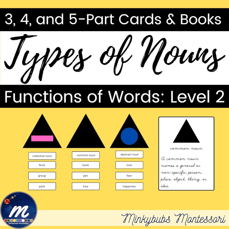 Types of Nouns 3part Cards and Booklets Etsy