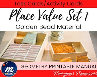 Place Value Cards with Golden Beads 1st Set Montessori Math Decimal System