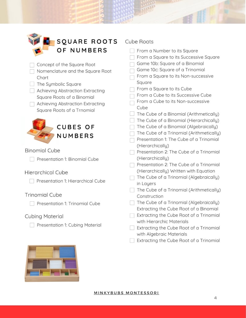 Montessori MATH CHECKLIST • Upper Elementary (ages 9-12) • Full 3-year ...