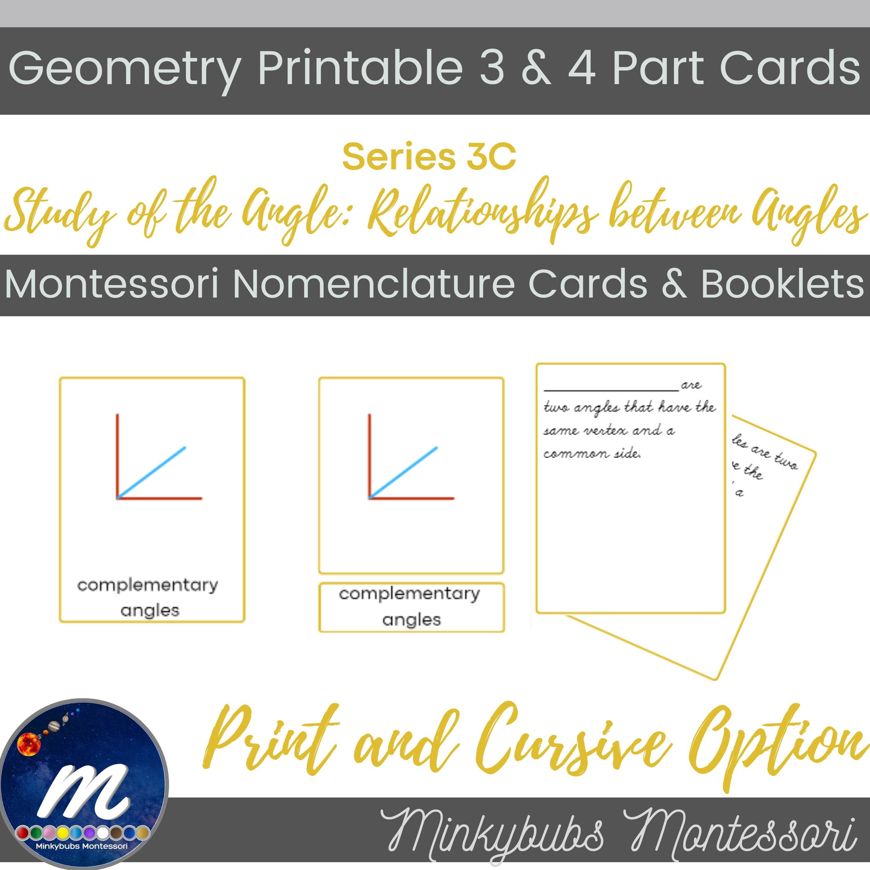 Montessori Relationships bw Angles Geometry Nomenclature Unit 7 Study of Angles