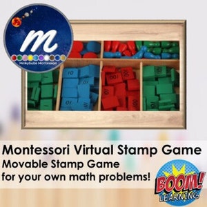 Montessori Math Virtual Stamp Game Material 4 Operations Forming Numbers BOOM