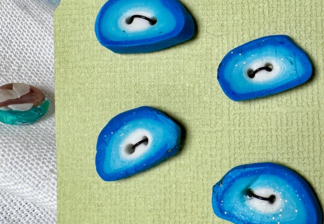 Geode-inspired Polymer Clay Buttons – Set of 4 | 3/4 Inch | Blue and ...