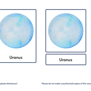 Our Solar System Montessori 3 Part Cards With Picture and Labels for ...