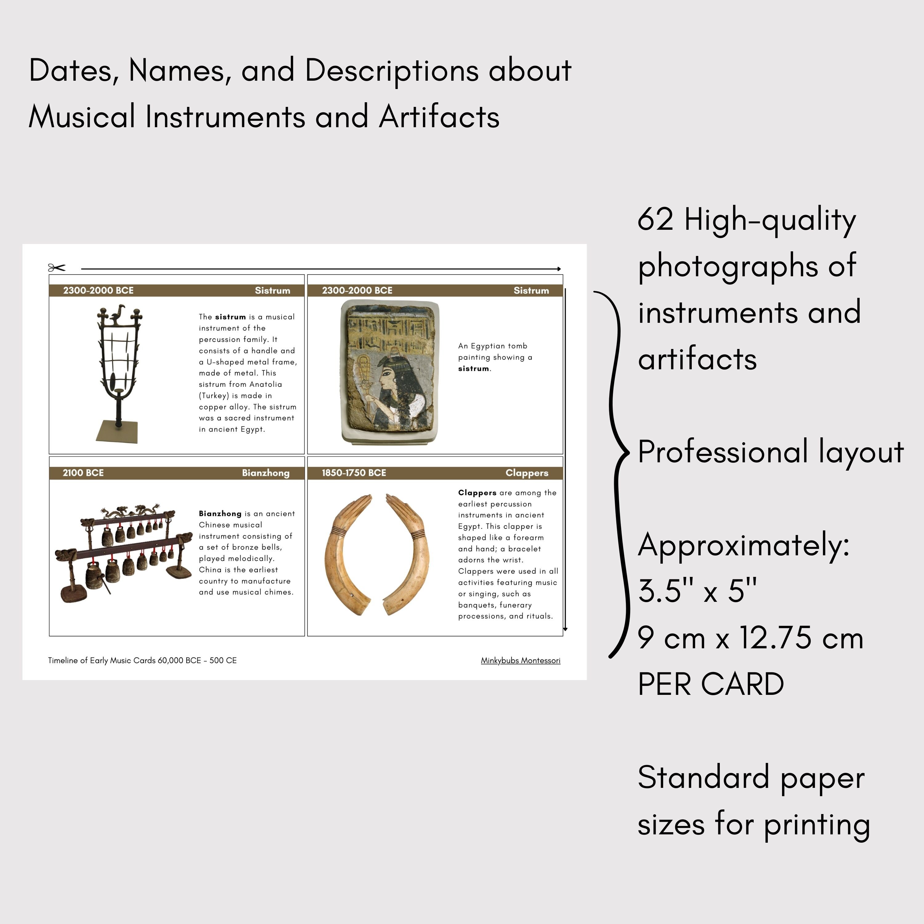 Research Cards for Timeline of Early Music Instruments Artifacts ...