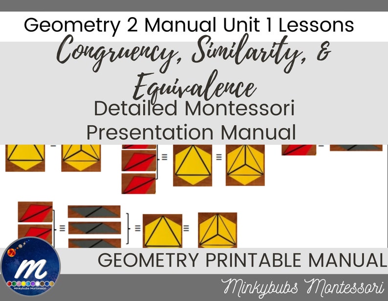 Geometry 2 Congruency Similarity Equivalency Lessons Montessori Album Unit 1 image 1