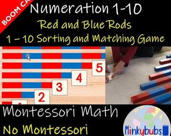 Montessori Matematica Rosso Blu Aste Ordinamento Gioco di abbinamento Carte Boom Apprendimento a distanza