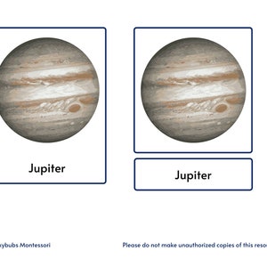 Our Solar System Montessori 3 Part Cards With Picture and Labels for ...