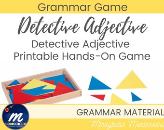 Montessori Detective Adjective Game Printable Triangles, Command Cards, & Labels