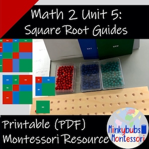Guías de patrones de raíz cuadrada Tamaño estándar Material y gráfico auténticos Recurso imprimible de matemáticas Montessori Edad 9-12 MATEMÁTICAS 2 UNIDAD 5 DL Homelearn