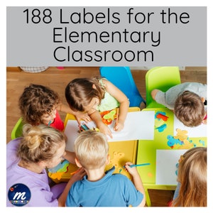188 Classroom Labels for Organization Elementary and Kindergarten Arts Crafts Stationery School Supplies Teacher Support