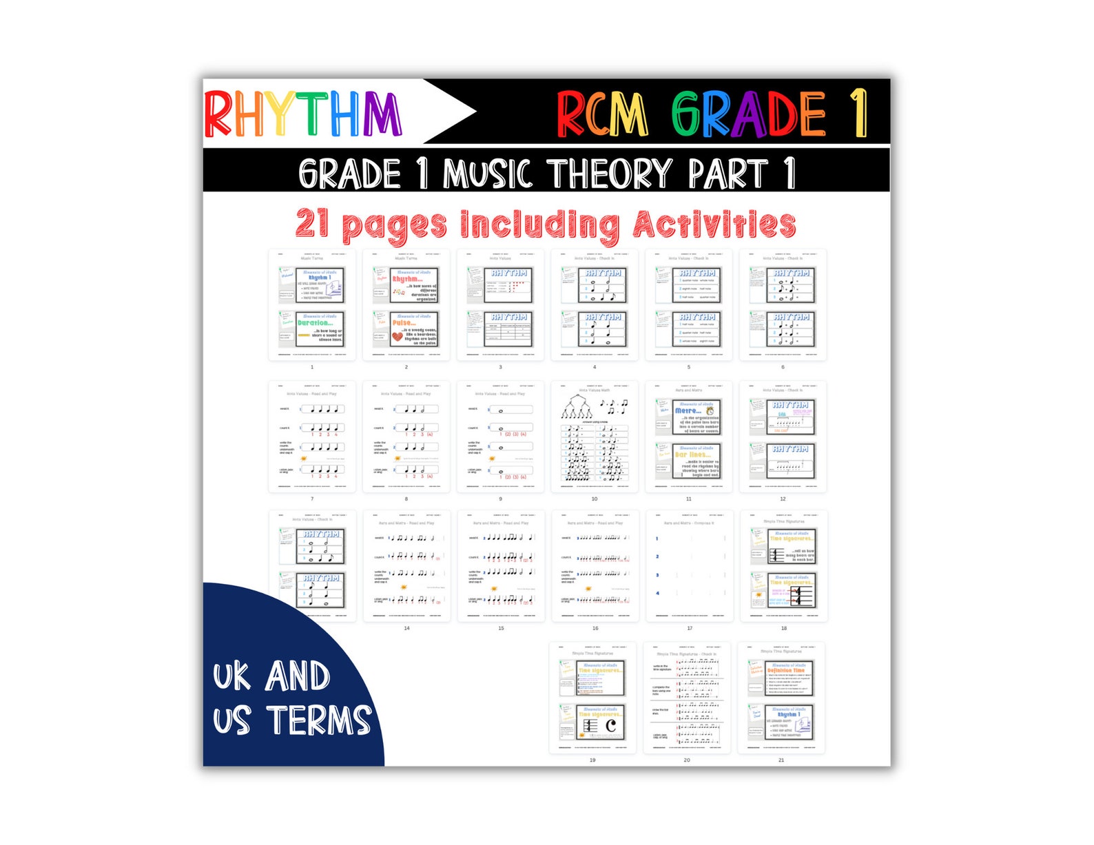 Music Theory Rhythm Worksheets Bell Ringers Starters Grade 1 RCM PRINT ...