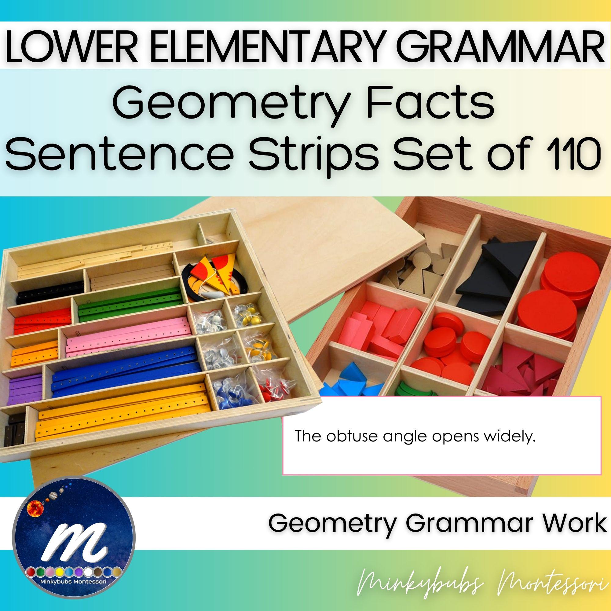 Montessori Geometry Facts 110 Sentence Strips Articles to Complex ...
