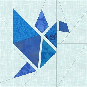 Origami Crane Quilt Block Paper Piecing 12-inch Square image 10