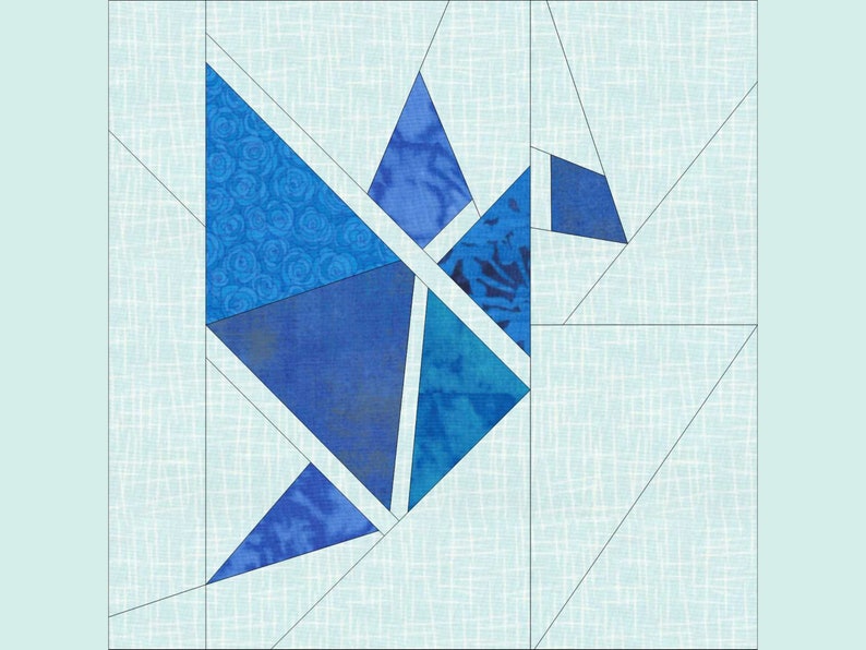 Origami Crane Quilt Block Paper Piecing 12-inch Square image 10