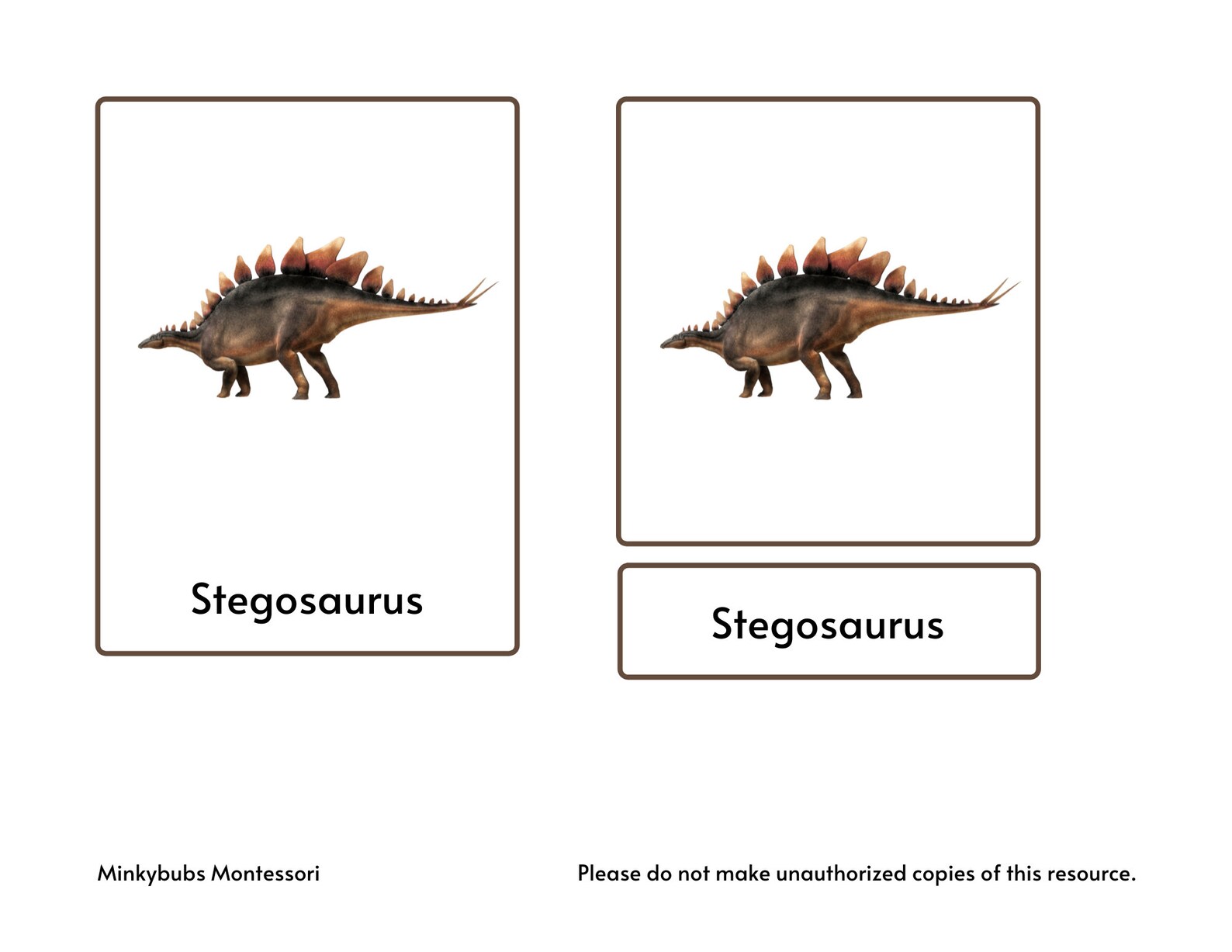 Dinosaurs Montessori 3 Part Cards With Picture and Labels for Sorting ...