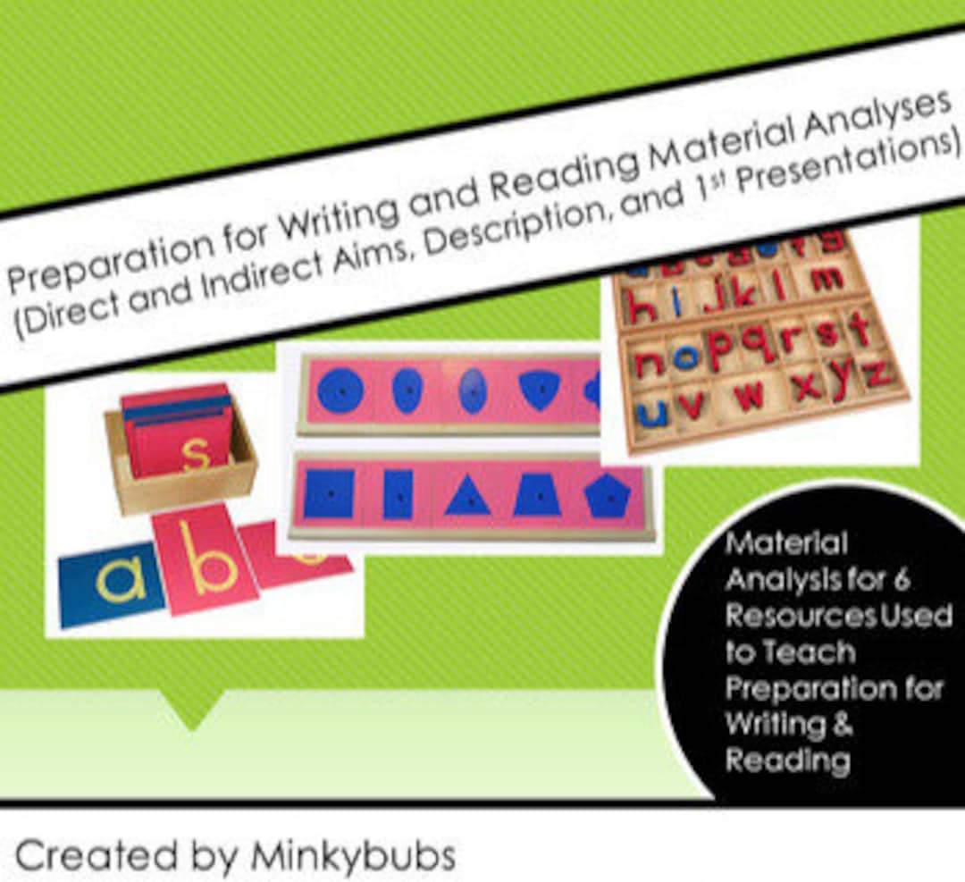 Reading/writing Materials MONTESSORI Preparation for Writing and Reading Material Analysis - Etsy