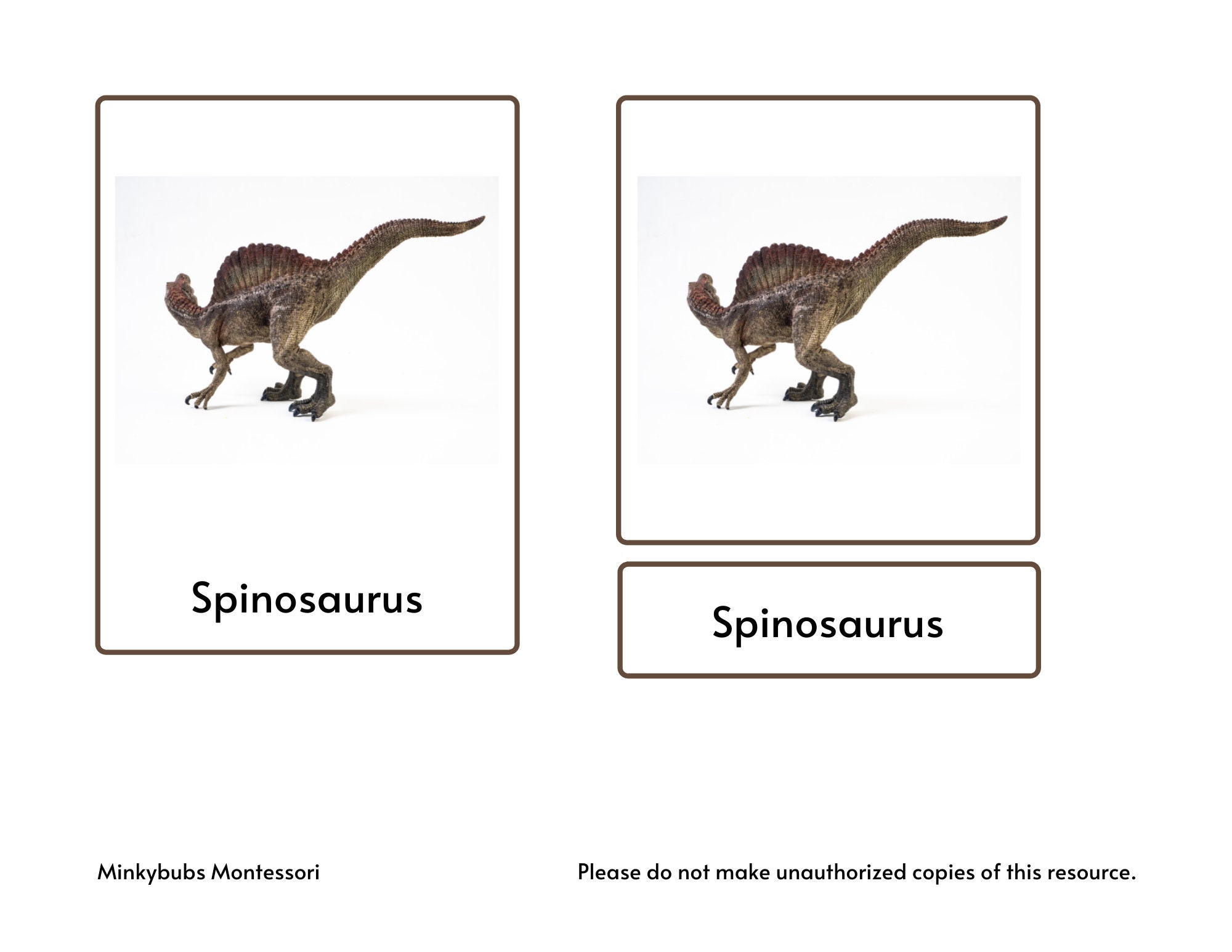 Dinosaurs Montessori 3 Part Cards With Picture and Labels for Sorting ...
