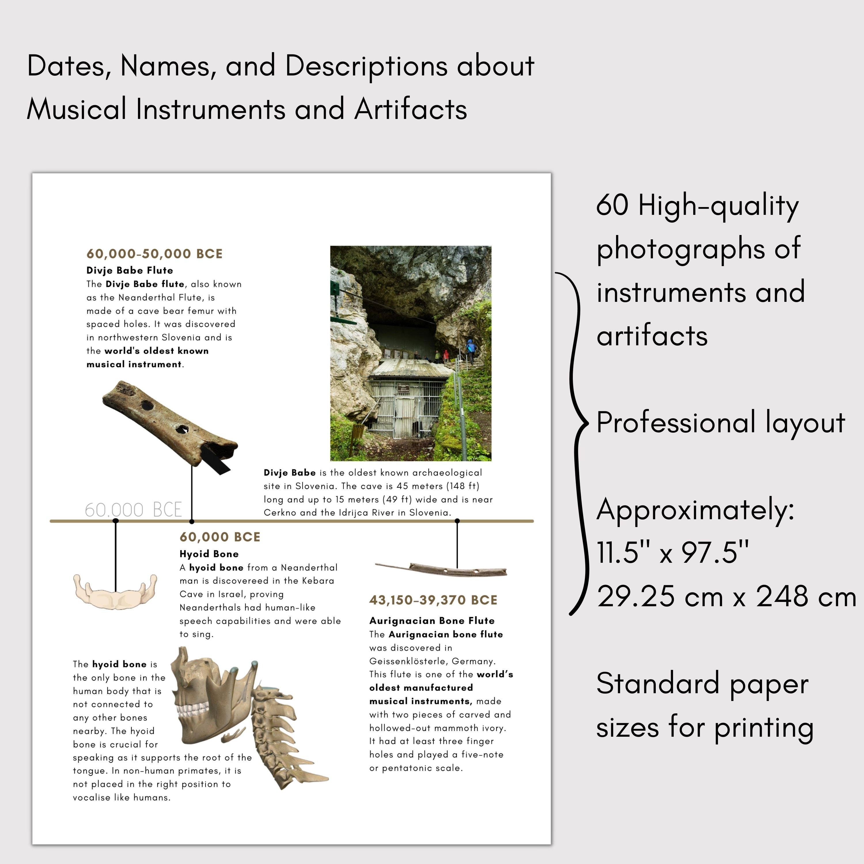 Timeline of Early Music Instruments Artifacts Culture History Print ...