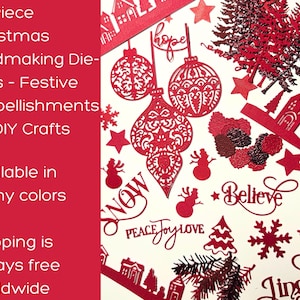 Découpes de Noël de 67 pièces avec dictons des fêtes, parfaits pour les cartes, les travaux manuels, le journal indésirable, les albums de scrapbooking, choisissez votre couleur