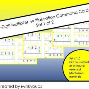 モンテッソーリ算数掛け算コマンドカードセット1（エラーコントロール付き）