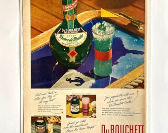 1946 DuBouchett Creme de Menthe Ad, Seltzer Drink Ad, Geschenk zur Einweihung oder Ruhestand, Nachkriegswerbung, Life Magazine, Made in USA