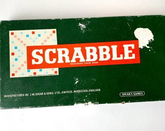 Juego de mesa Scrabble de 1954, Juegos familiares retro, Juegos de palabras para niños, Hecho en Inglaterra