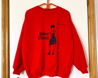 90s Sweet Charity Sweater, Red Crewneck Pullover, Gender Neutral Sweatshirt,