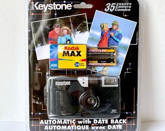 90s Keystone Film Camera, 35mm Point and Shoot Film Camera, Kodak Film, Deadstock